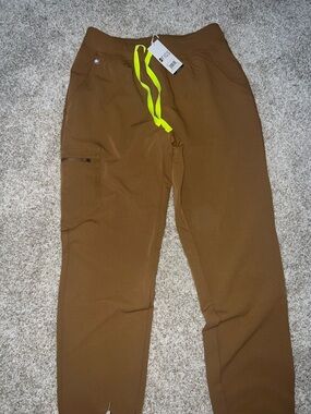 Figs Women's Joggers - Brown with Neon Drawstring Accent